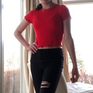 🌹Cute red crop-top